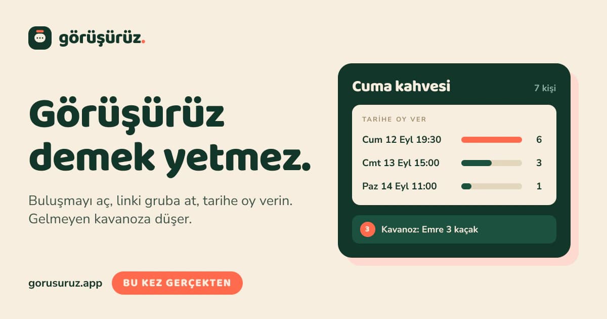 Görüşürüz’de tarih oylaması ve kavanoz sayacı gösteren örnek buluşma kartı